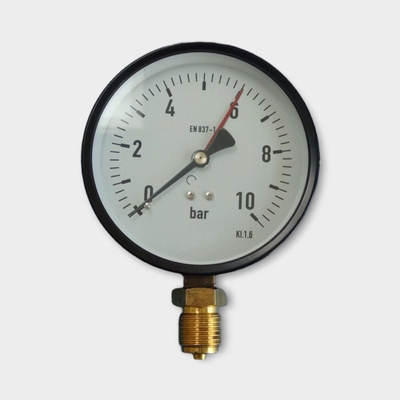 مقياس الضغط الهيدروليكي من نوع بوردون ، التثبيت السفلي 10 بار 100 مم