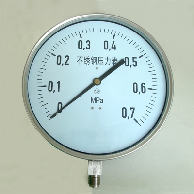 200 ملم قياس ضغط الفولاذ المقاوم للصدأ 0.7 ميجا باسكال CL 1.6 مقياس ضغط الطلب الكبير