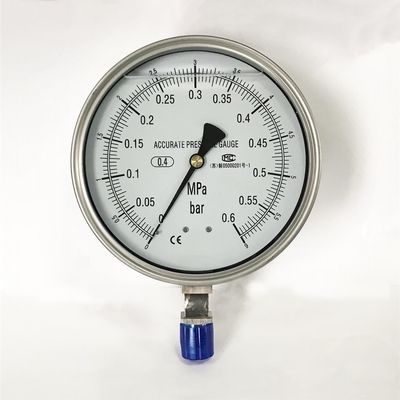 EN837-1 مقياس الضغط الدقيق 0.6 ميجا باسكال 9 بار مقياس اختبار شعاعي SS