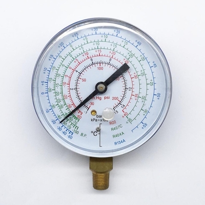 مقياس ضغط التبريد الأزرق 80 مم 200 Psi النحاس مقياس ضغط مكيف الهواء