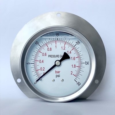 مقياس ضغط مقاوم للكسر 100 مم 30 رطل / بوصة مربعة مع مقياس ضغط شفة مملوء بالسائل