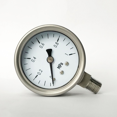 2.5 &quot;1 MPa شعاعي جبل مانومتر 1/8&quot; 1/4 &quot;NPT Glycerol Fillable All Stainless Steel Pressure Gauge