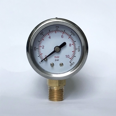 1.5 بوصة 300 رطل / بوصة مربعة مقياس ضغط الزيت الملء 1/8 PT أسفل مقياس الضغط السائل المملوء